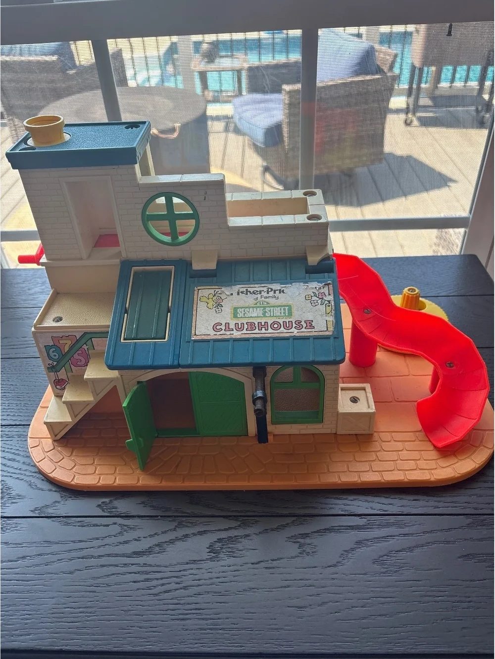 Vintage Play Family Fisher Price Sesame Street Clubhouse Playset Toy  1977 #937